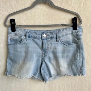 Mossimo Denim Mid-Rise Midi Light‎ Wash Cutoff Denim Shorts Size 8